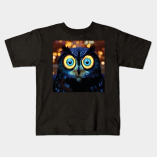 Beautiful Blue Owl with huge eyes Kids T-Shirt